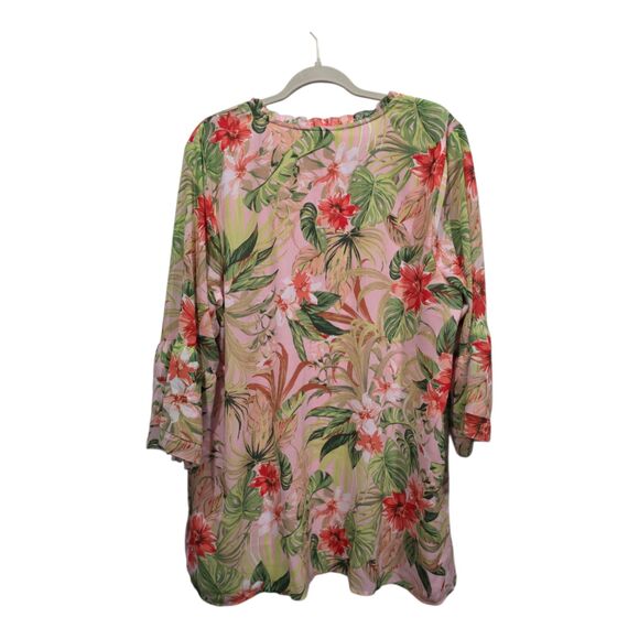 J. Jill Tropical Floral Print Lightweight Breezy Long Sleeve Tunic Top Dress, XL - Picture 6 of 11